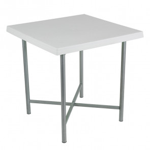 Tavolo da giardino quadrato Alvaro 75x75 polipropilene bianco metallo grigio